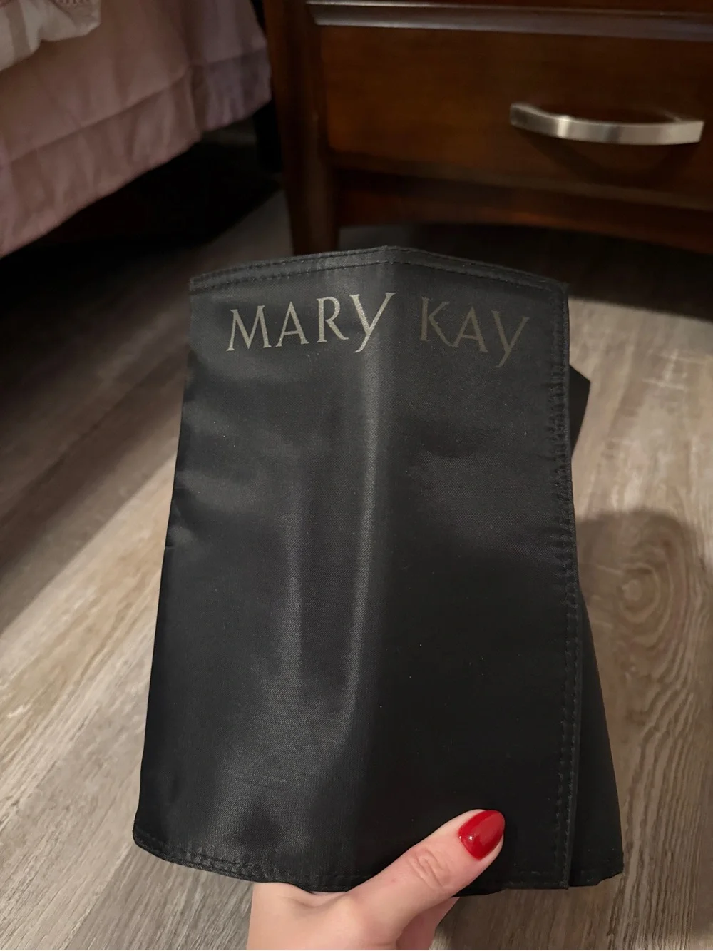 Mary Kay Black Satin Foldable Cosmetic Pouch